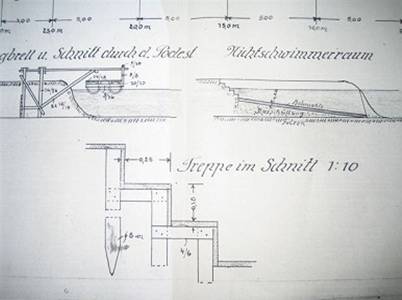 Leineschwimmbad - Detail aus dem Bauplan von 1924
