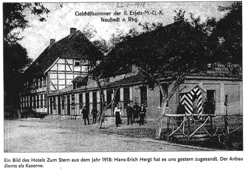 „Hotel Zum Stern“ als Kaserne einer Maschinengewehr Kompanie, ca 1914 - 1918. Foto Hans Erich Hergt, eingesandt in Leinezeitung 12.12.2008