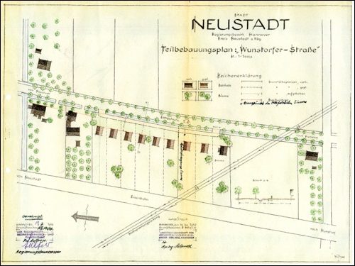 Bebauungsplan Wunstorfer Str: Ein Bebauungsplan aus 1949 zwischen Wunstorfer Straße und Eisenbahn der wohl nicht umgesetzt wurde.